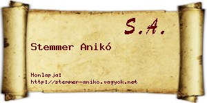Stemmer Anikó névjegykártya